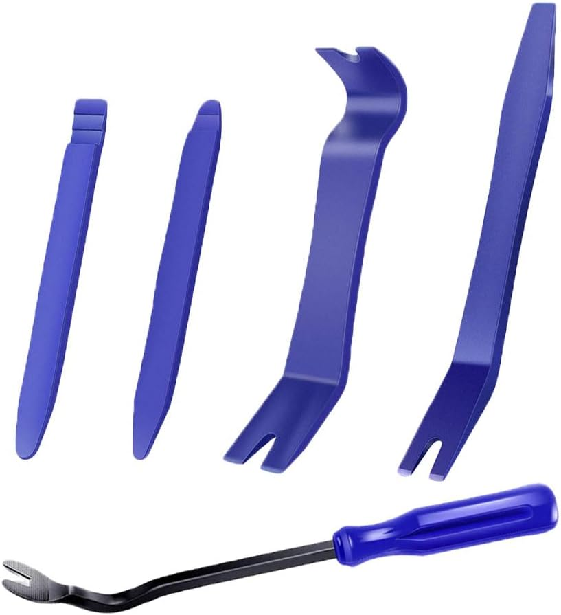 5 Pcs No Scratch Pvc Pry Tool Kit, Auto Trim Removal Tool Kit, Interior Door Panel Clip Removal Set for Vehicle Dash Radio Audio Installer, Interior Trim Tools, Blue image number 4