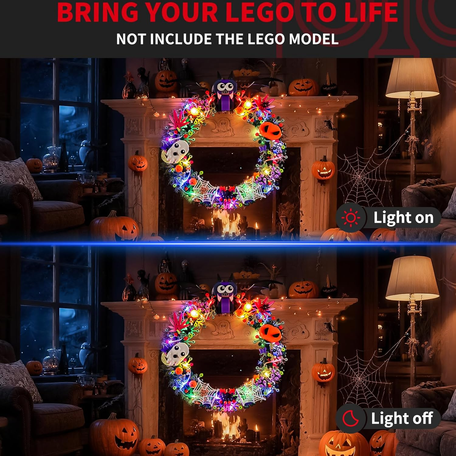 BRIKSMAX Light Kit Compatible with  Halloween Wreath 40825 | USB Powered LED Lighting for  Collectors, Display Room, Adults Gift (Model Not Included) image number 6