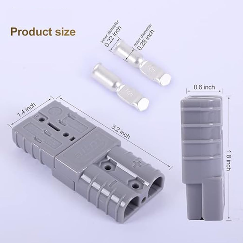 10 Pcs Anderson Style Plug Connectors 50 AMP 6AWG 12-24V DC Power Contacts Plugs with Solid Copper Terminals (10) image number 5