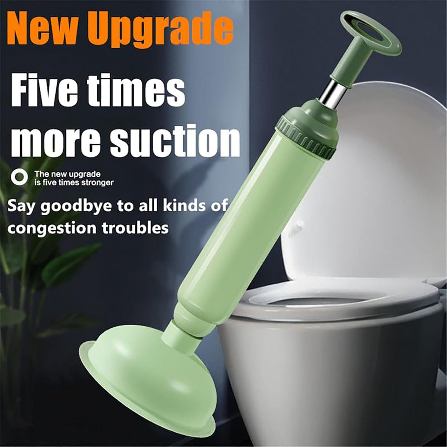 High Pressure Toilet Unblock One Shot, Household High-Pressure Toilet Plunger Kits,Toilet Pipe Plunger High Pressure Air Drain Clog Remover Plumbing Tool for Bathroom Kitchen (Green, One Size) image number 4