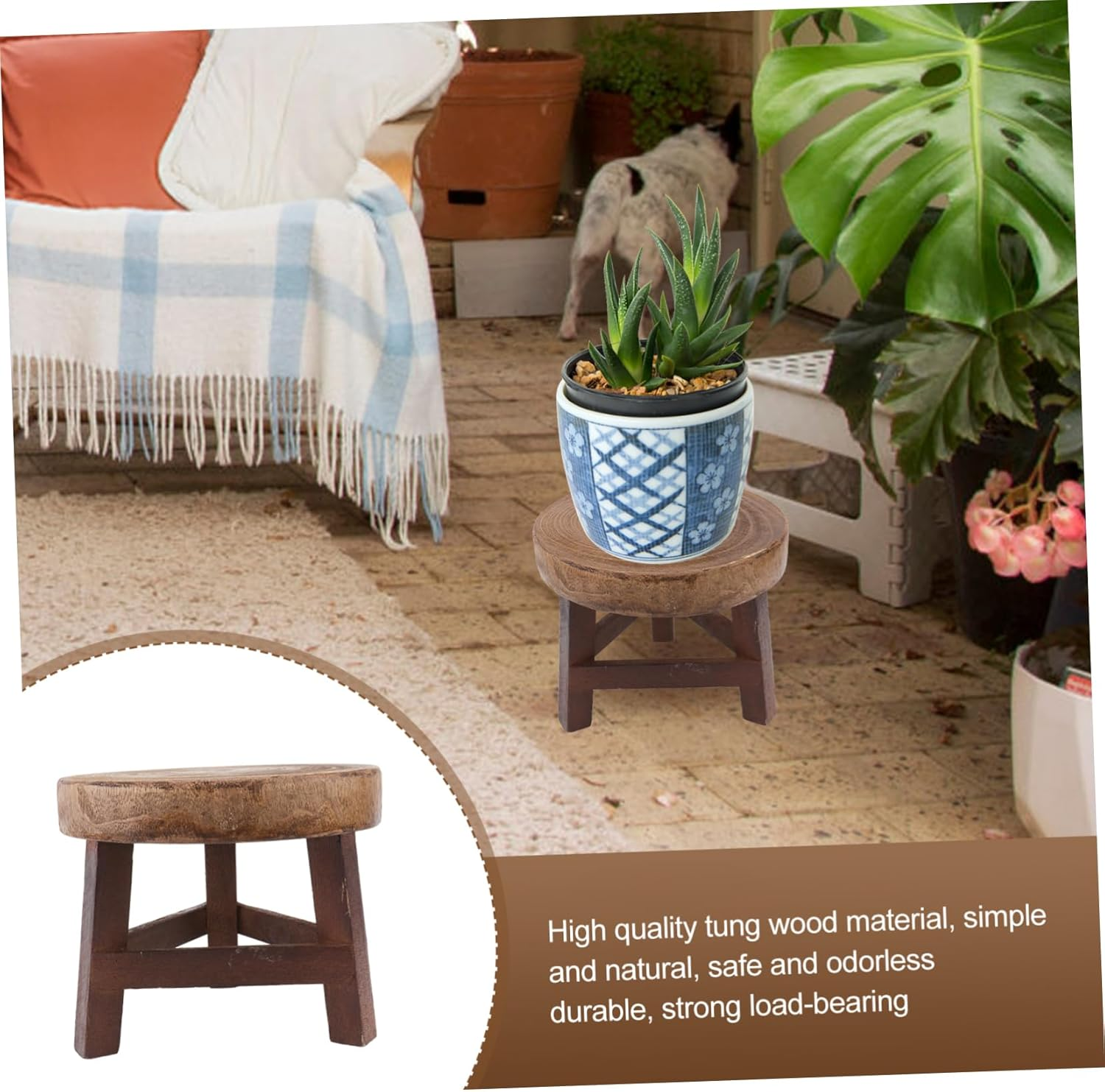 1Pc Wooden Shelf Outdoor Planters Plants Outdoor Wooden Display Stand Plant Pot Holder Small Plant Stand Wood Plant Holder Paulownia Pot Shelf Pot Stool Orchid