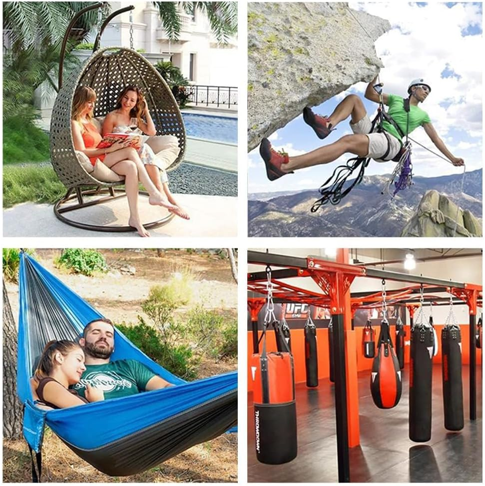 2 Pack D Shape Climbing Carabiner, Heavy Duty Carabiner Connector with 25KN (5623Lbs) for Camping, Mountaineer, Hammock, Outdoor Equipment & Large Animal Leash image number 2