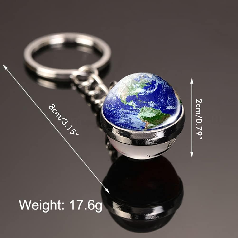 Itonash Key Ring with Eight Planet Glass Balls, Lightweight Car Key Accessories for Women, Solar System Planet Key Ring, Easy to Carry, Suitable for Everyone (E) image number 3
