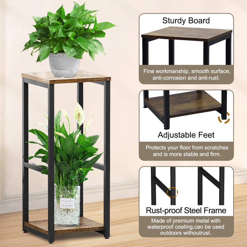 Delsol Plant Stand Corner Rack Metal Modern Flower Storage Plant Shelf Holder, Tall Plant Tables Indoor Outdoor for Living Room Balcony Garden (2 Tier) image number 4