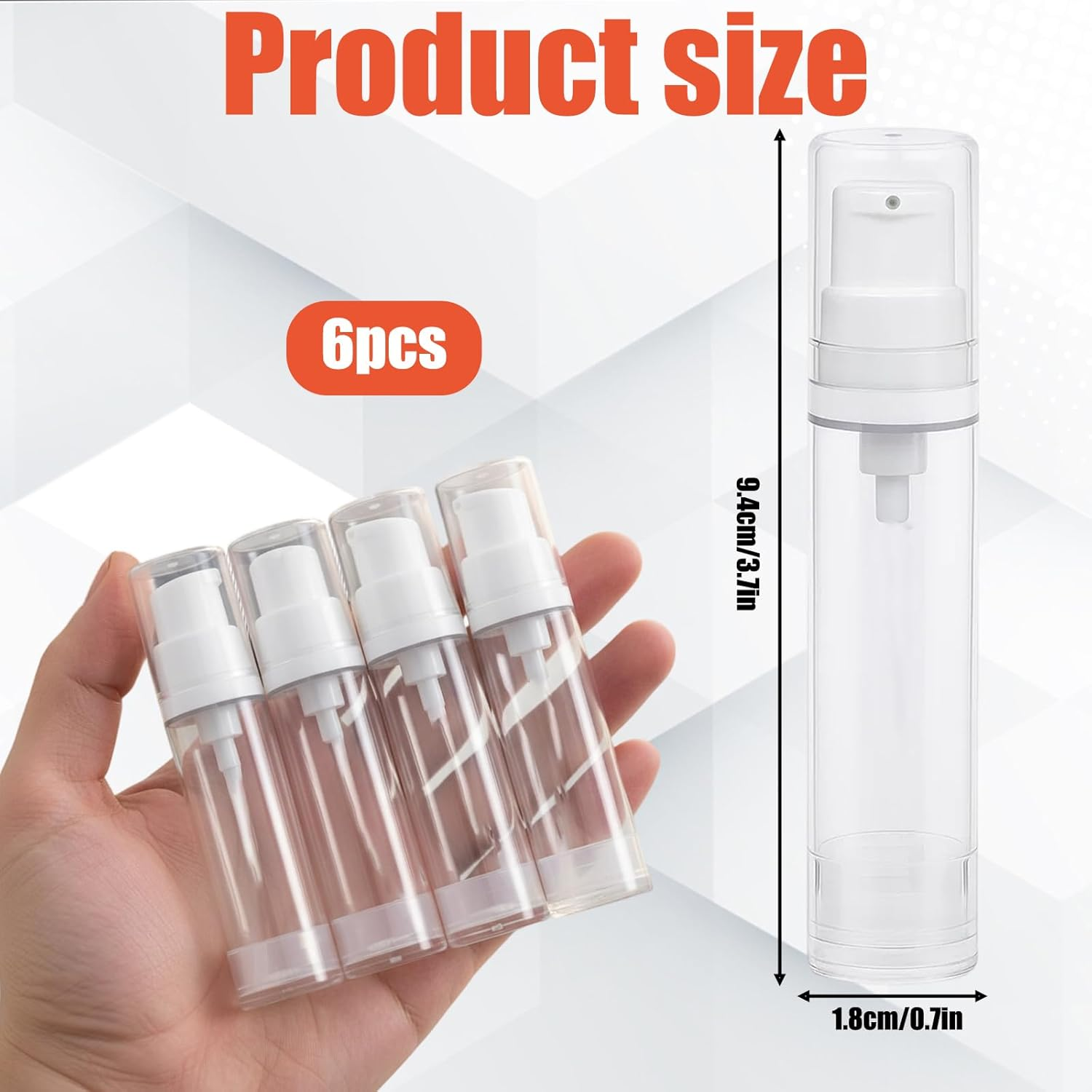 4 Pack 10Ml Clear Airless Pump Bottles, Refillable Vacuum Cosmetic Travel Containers, Leak-Proof Press Bottles for DIY Foundation, Gel, Essence, Lotion & Moisturizer image number 4