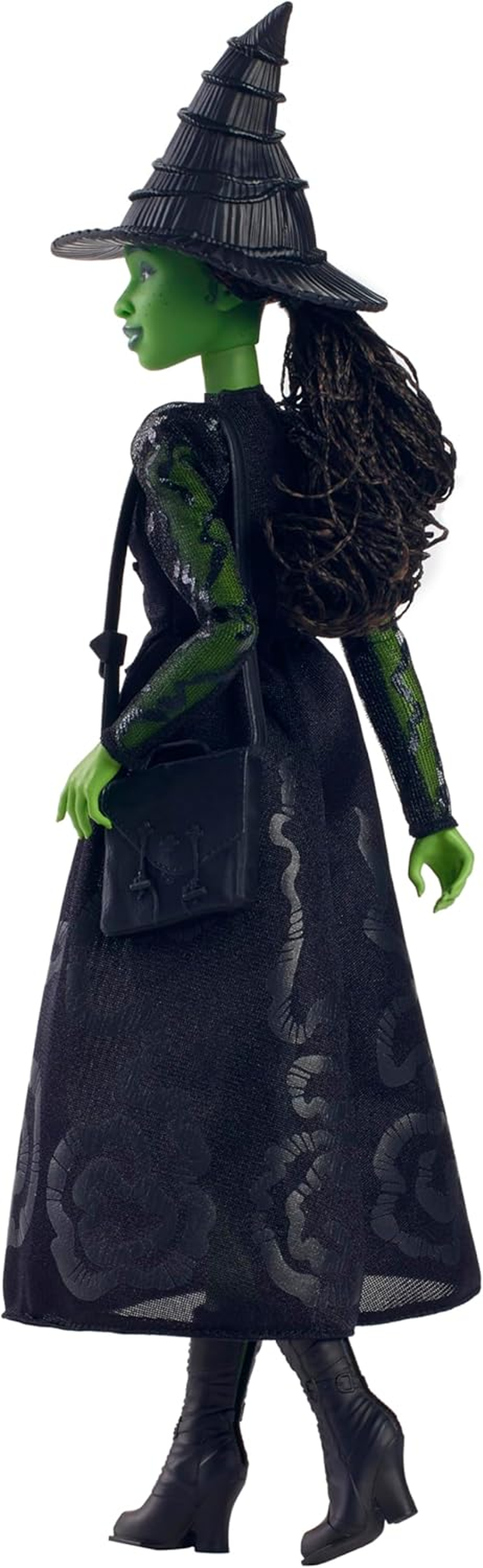 Wicked Elphaba Fashion Doll & Accessories with Green Skin, Braided Black Hair, Posability & Removable Ballroom Look image number 4