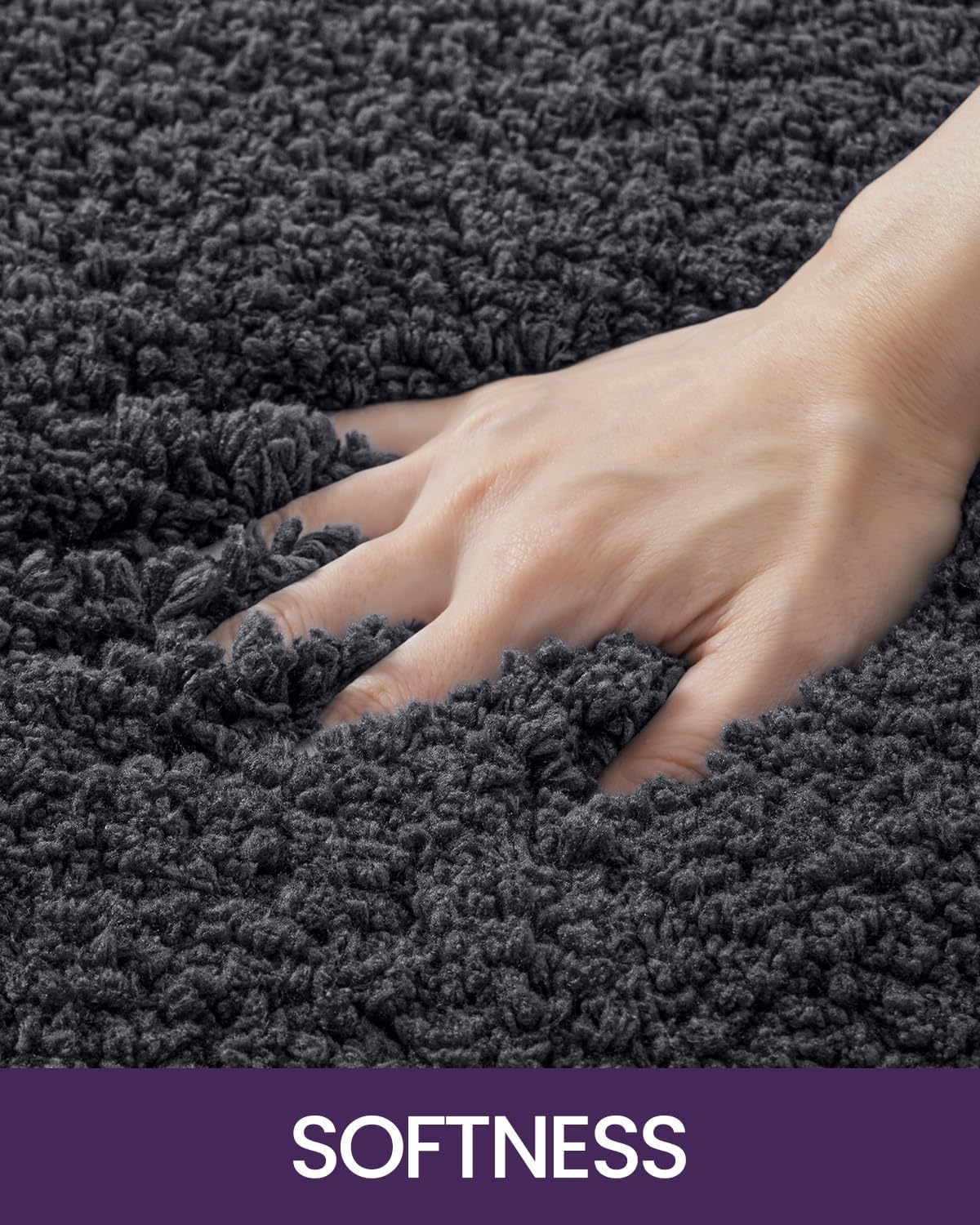 DEXI Bathroom Rug Mat, Extra Soft and Absorbent Bath Rugs, Washable Non-Slip Carpet Mat for Bathroom Floor, Tub, Shower Room, 32"X20", Charcoal image number 2