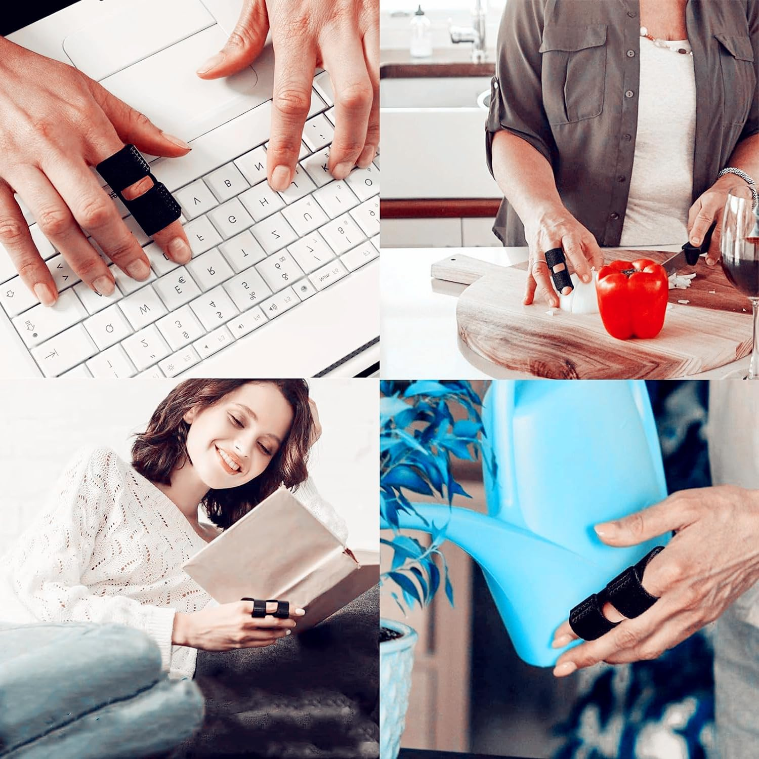 2Pcs Finger Splints Straightener,Adjustable Finger Straightening Brace Support Pinky Finger Splint for Adults Small Fingers Splints, Finger Stabilizer for Broken Fingers Arthritis Knuckle,Black image number 3