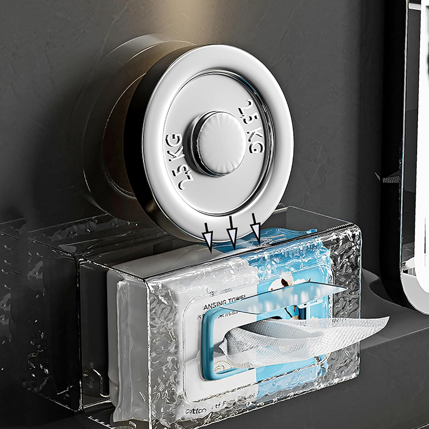 Wall Mounted Tissue Box Holder, No Punching Self-Adhesive Wipes Holder for Bathroom,Clear Acrylic Tissue Box Holder,Wet Wipes Dispenser for Kitchen Toilet,Waterproof (Transparent 1 PCS)