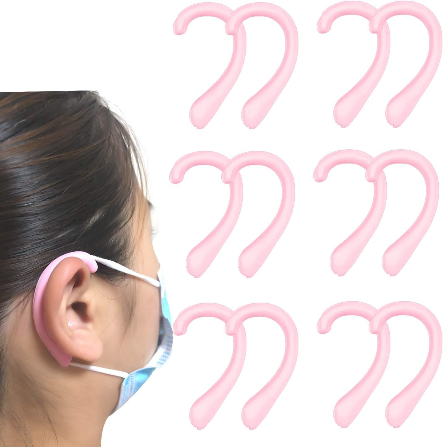 Ear Protectors for Mask, OKAICEN Mask Ear Protectors Anti-Slip Silicone Soft Earloop Relieve Ear Discomfort Silicone Earmuffs (Transparent,6 Pairs)