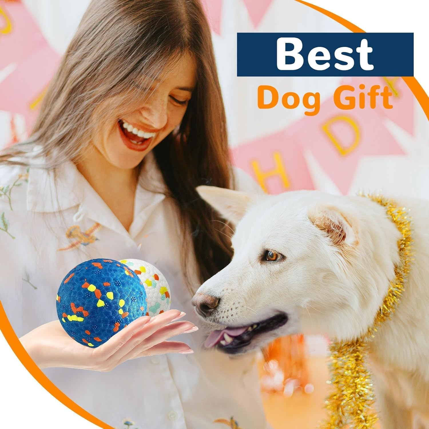 2 Pack Dog Toy Balls Indestructible Dog Tennis Ball Aggressive Chewers 3Inch/7.5Cm Dog Toys for Medium Large Dogs Interactive Durable Bouncy Dog Chew Balls Water Toy Fetch Balls image number 3