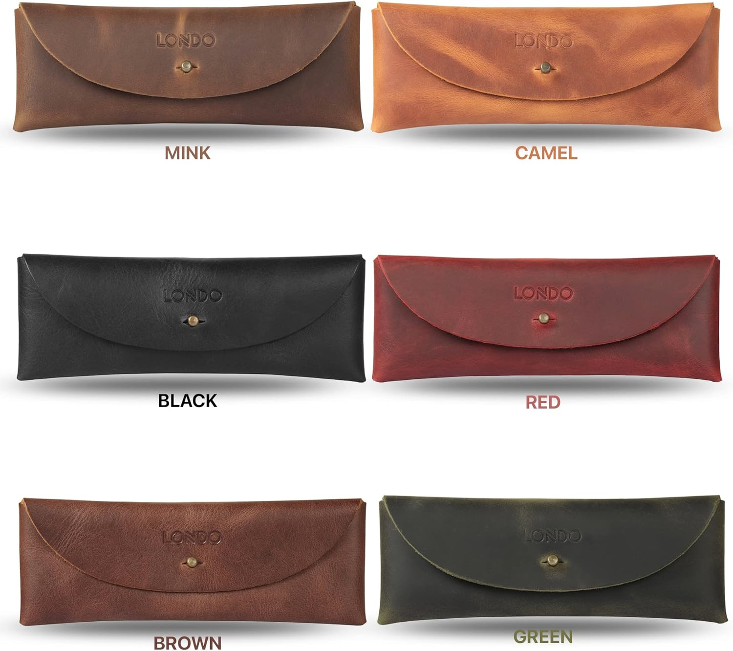 Otto Angelino Genuine Leather Pen Case with Metal Snap Fastener, Pencil Pouch Stationery Bag - Camel image number 5