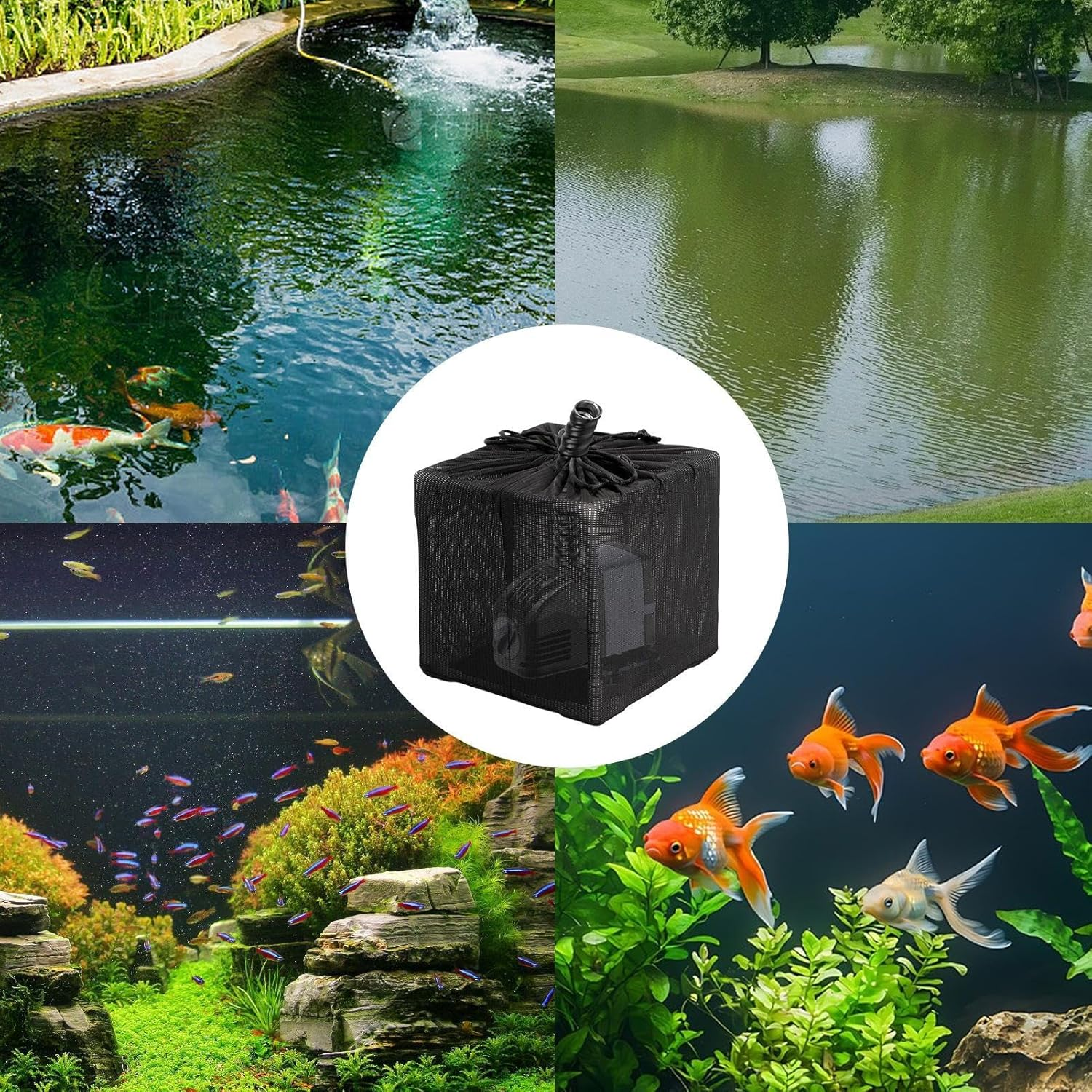 Generico Pond Filter Cover Bags - Filter Bag 5.12 X 5.12 X 5.12 Inches | Pond Pump Cover, Anti-Clogging Mesh with Drawstring for Fountains, Garden Aquariums image number 5