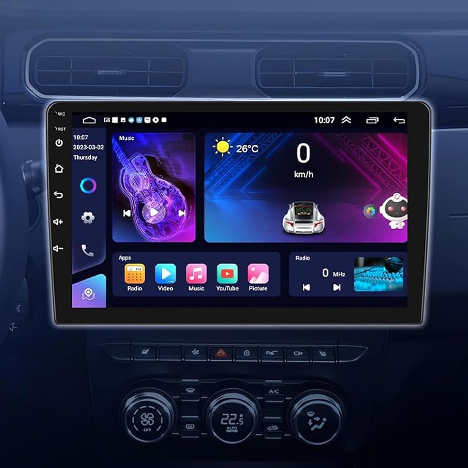 Double Din Car Stereo, 10.1 Inch IPS Touchscreen Car Radio with Wireless and Auto, Navigation, Mirror Link, Voice Control, AHD Backup Camera, BT5.2, Wifi, SWC, FM