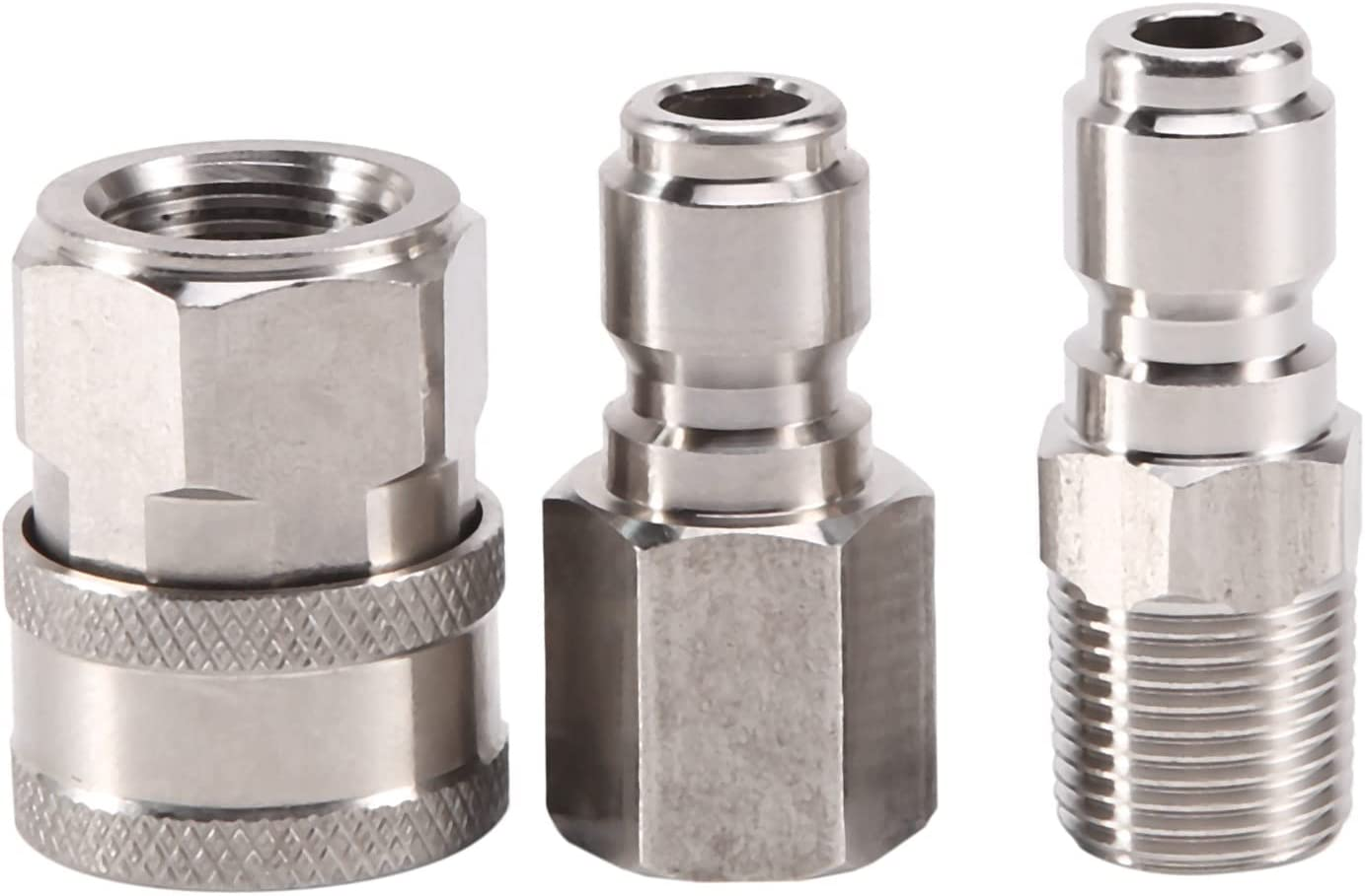 NPT 3/8 Inch Male and Female Quick Connector Kit Pressure Washer Set and 1 Pieces NPT 3/8 Inch Pressure Washers Quick Connector Plug Male Nipple image number 4