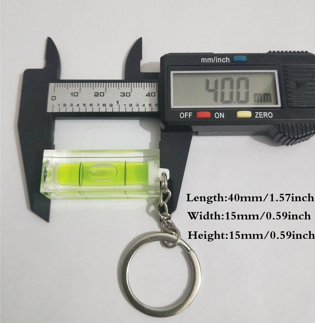 2Pcs/Set Mini Bubble Level Acrylic Green Spirit Levels Key Ring Style 15X15X40Mm Key Chain Pocket Tool Accessories Gadget Measuring Instruments Small Levels Layout Tools