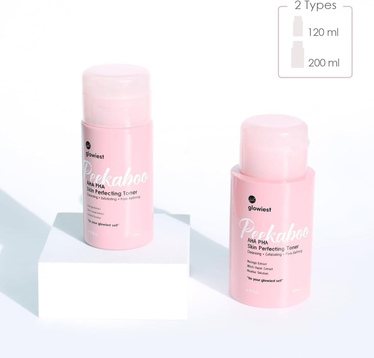 Glowiest AHA PHA Skin Perfecting Peekaboo Toner - K-Beauty Face Toner, Exfoliating Treatment, Blemishes, Niacinamide, Pore Refining, Hydrating L Witch Hazel Toner (Small) image number 4