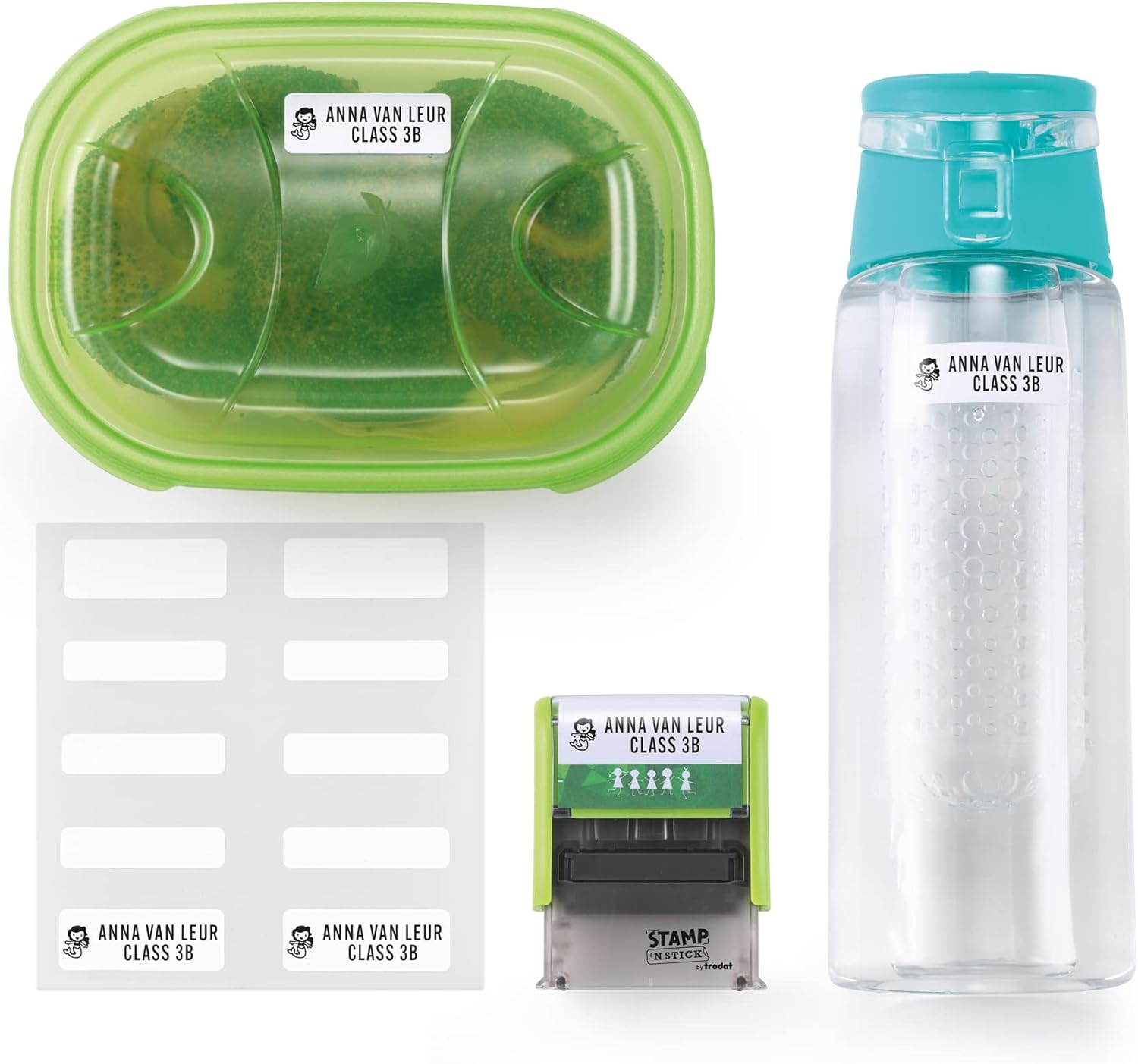 Trodat'S Stamp 'N Stick - Typo DIY Rubber Stamp - Create Your Own Custom Textile Stamp - Dermatologically Tested - Ideal for Marking Kids Clothing and Belongings with Their Name and Fun Icons image number 1