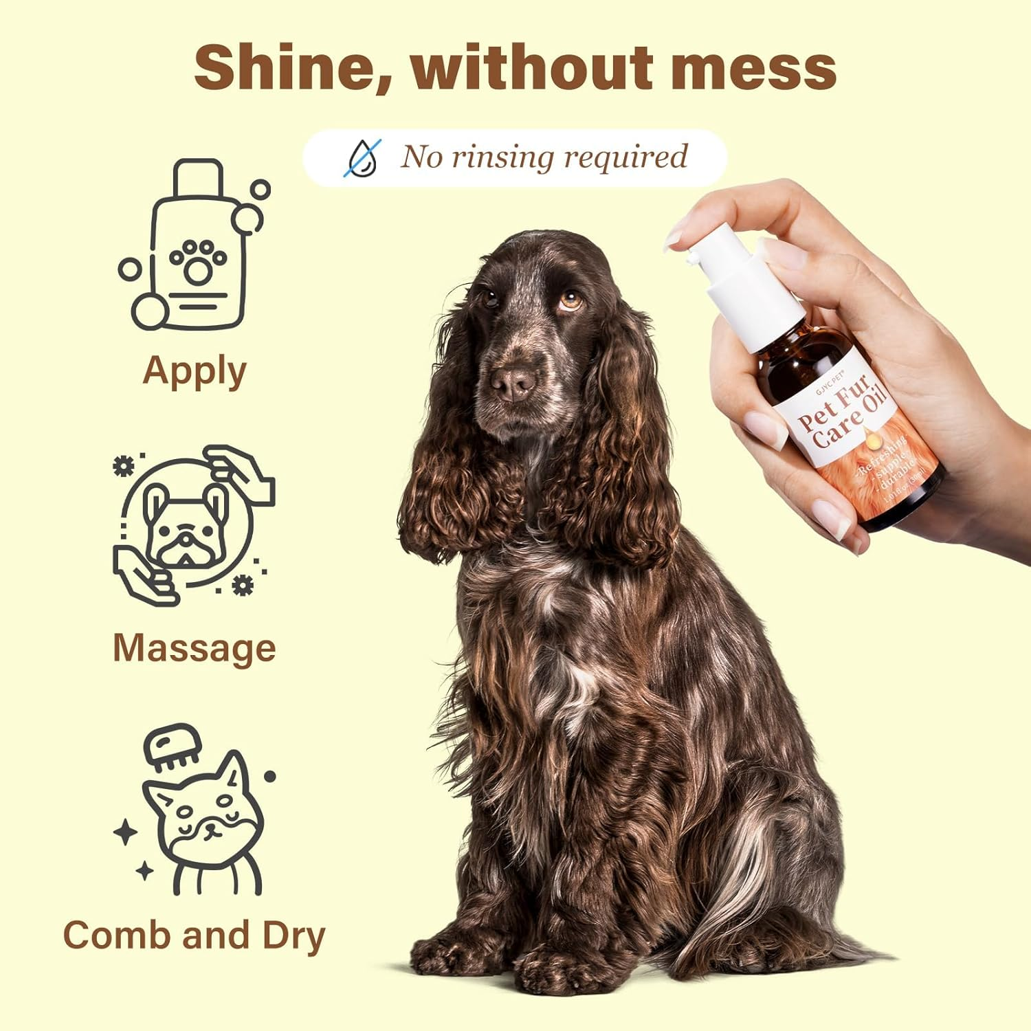 Pet Fur Care Oil - Detangles, Reduces Shedding - Adds Shine with Collagen & Natural Oils - Leave-In Conditioner for Dogs & Cats - 1.01 Fl. Oz image number 1
