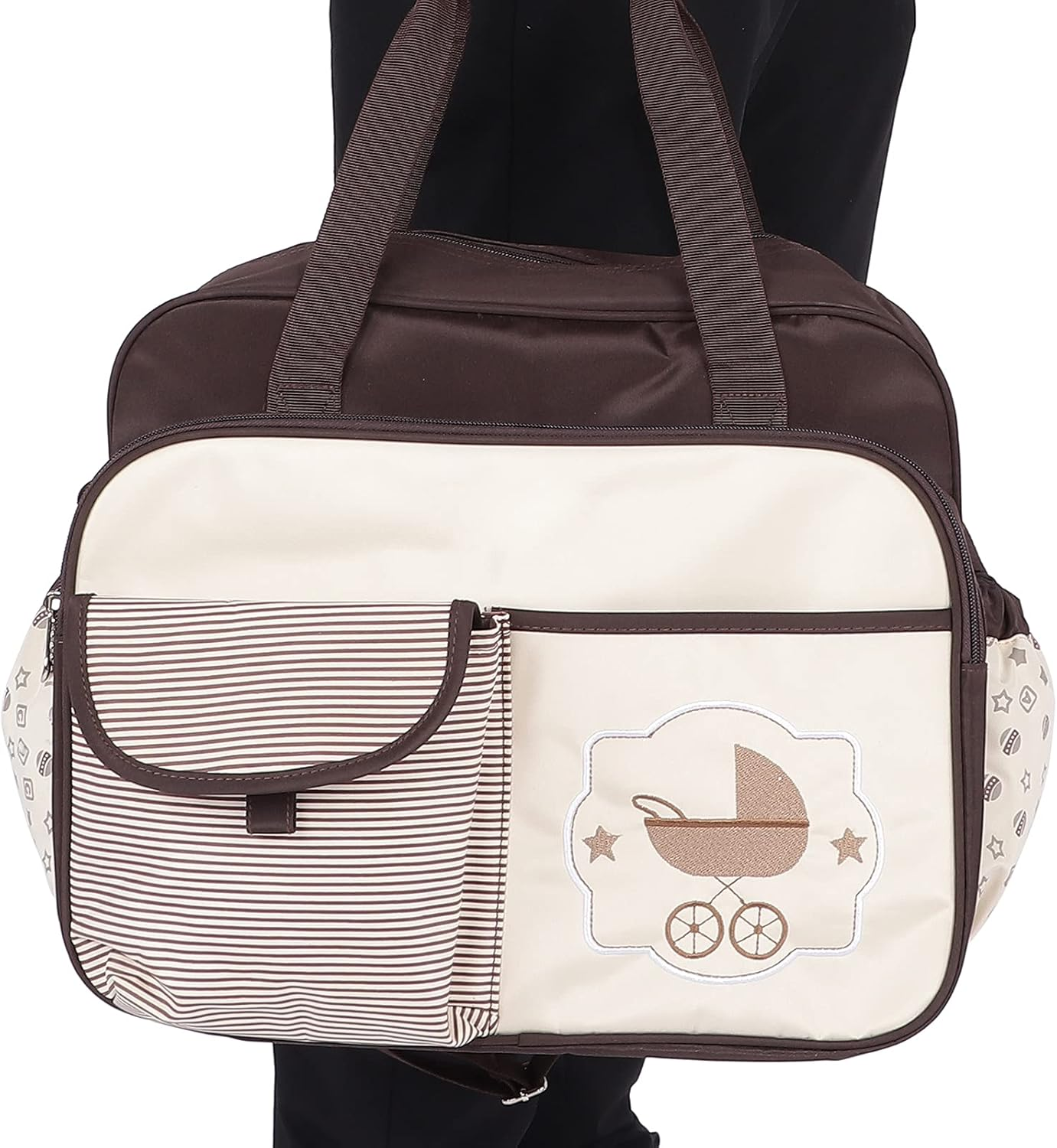 Maternity Nappy Bag, Large Tote Bag Milk Bottle Diaper Bag Travel Bag Overnight Bag for Airplanes for Hospital for Travel image number 5