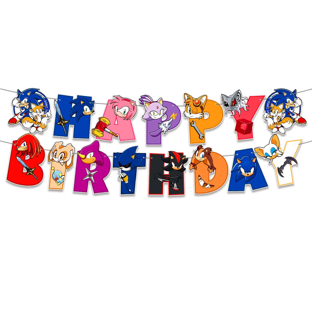 Madeo Kids Sonic the Hedgehog Birthday Banner Decor - Paper Garland - Multicolour image number 1