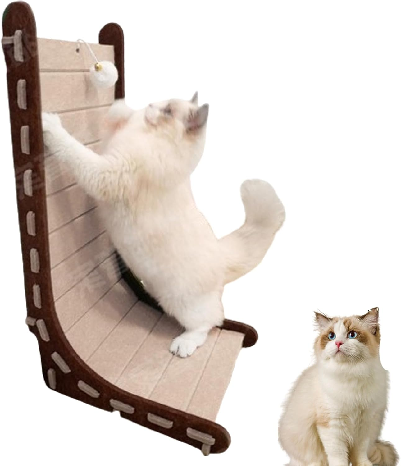 Mellowkin Cat Scratching Board Felt Vertical, Vertical Felt Cat Scratcher, Mellowkin Cat Scratcher, L Type Scratching Pads Durable Easy to Clean and No Mess (L Coffee Brown)