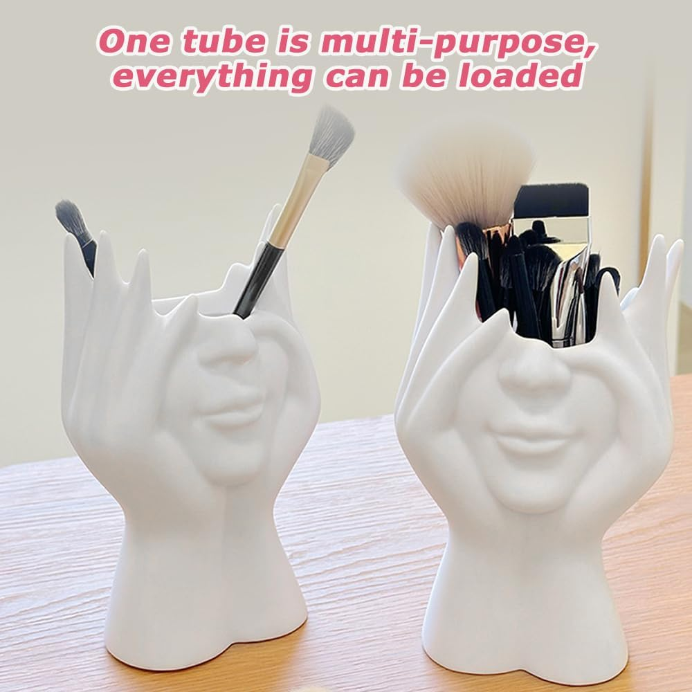 Face in Hands Planter,Small Vase,Flower Pot,White Face Planter,Hydroponic Vase, for Home and Garden Decor,Miniature Figurines for Interior Aesthetic (White) image number 4
