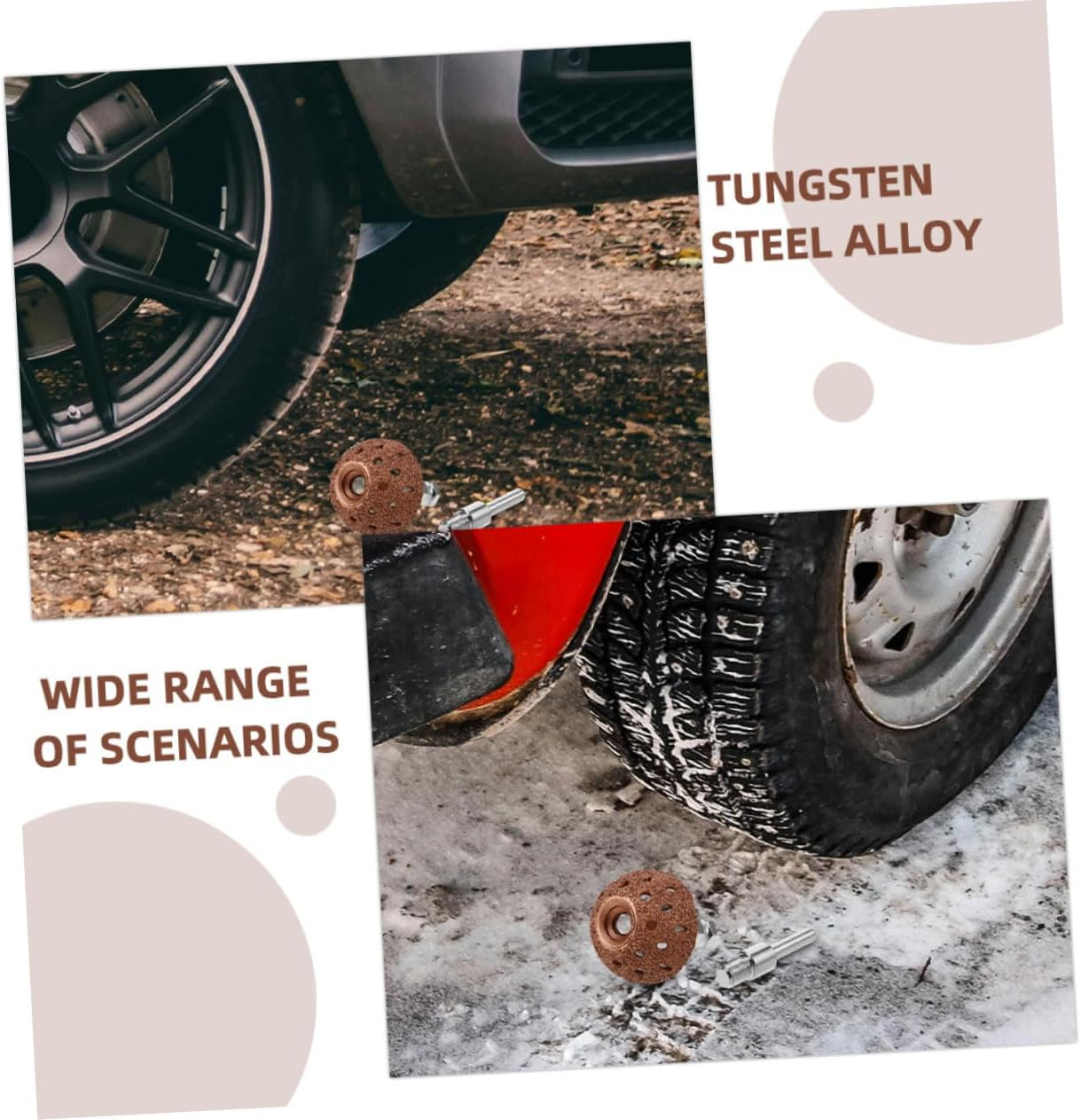 Garneck 3Pcs Tungsten Steel Bowl Type Grinding Tire Buffing Wheel for Tire Repair Includes Low-Speed and High-Speed Rods Grinding Pad Accessories image number 5