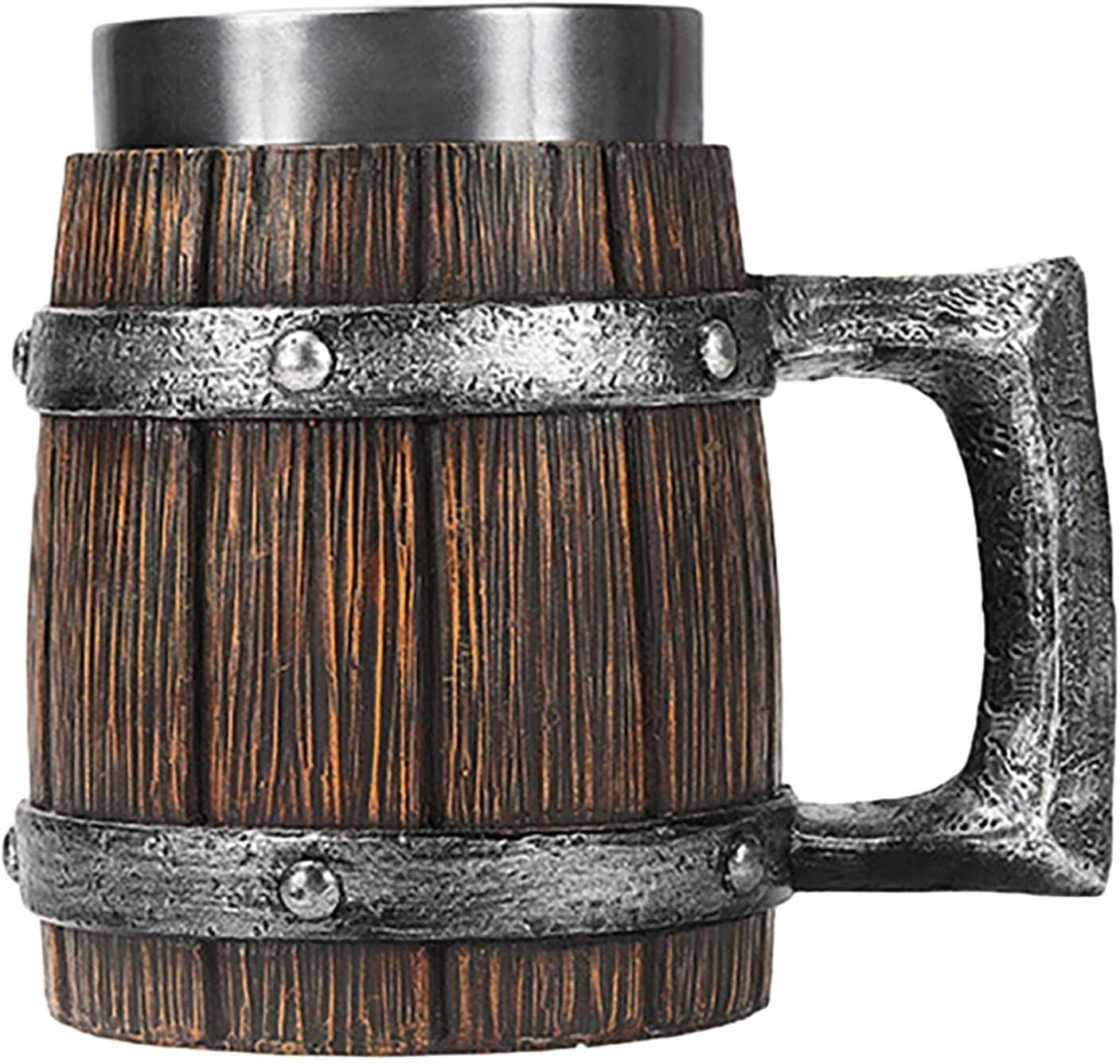 Pirate Stein Beer Stein Beer Mug Funny Large Creative Stainless Steel Large Capacity Bar Mug Vintage Tankard Large Beer Mug 600Ml Wood Stainless Steel Barrel Beer Mug Barrel Beer Mug Coffee Cup Liquor image number 5
