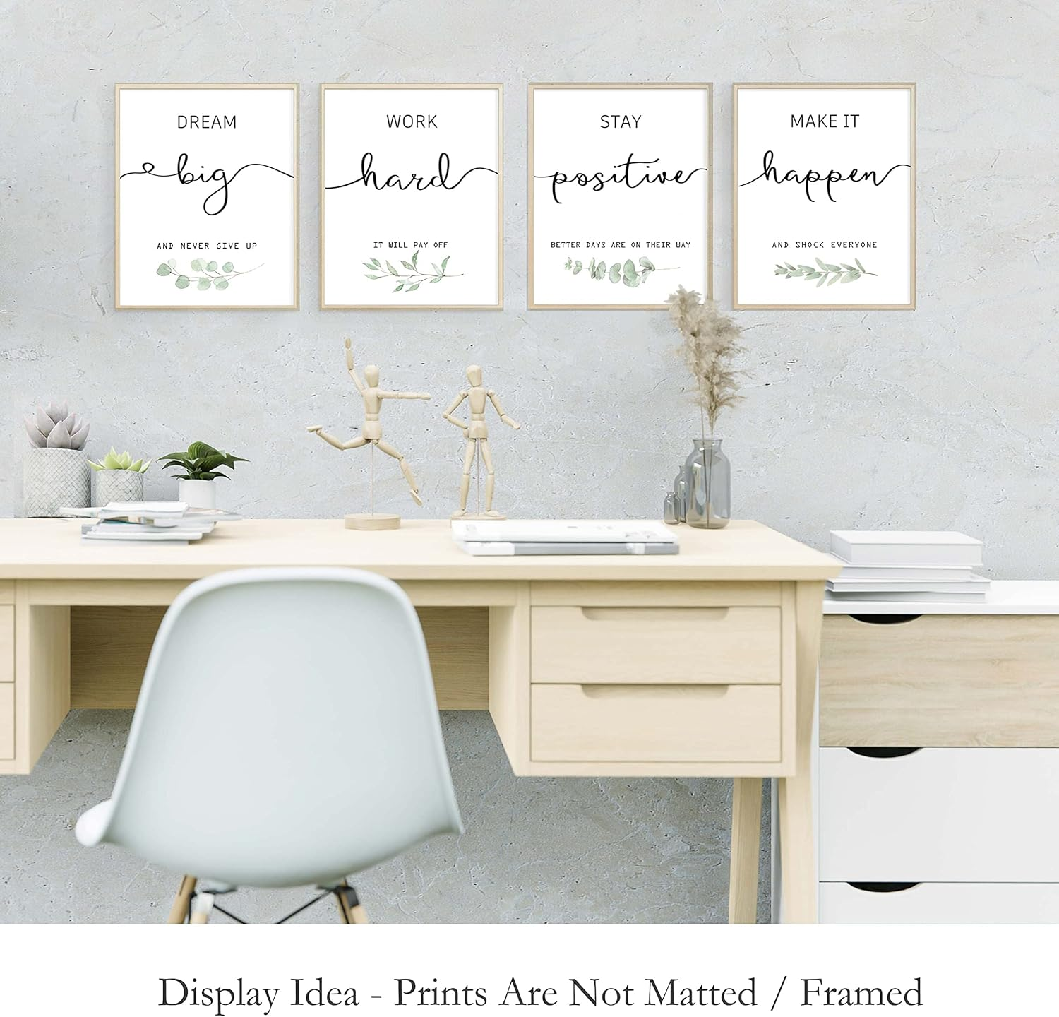 Inspirational Wall Art Office Decor, Motivational UNFRAMED Wall Art Prints for Bedroom | Living Room | Office | Classroom, Black and White Daily Positive Affirmations Poster for Women Men Kids, Set of 4, 8"X10" image number 2