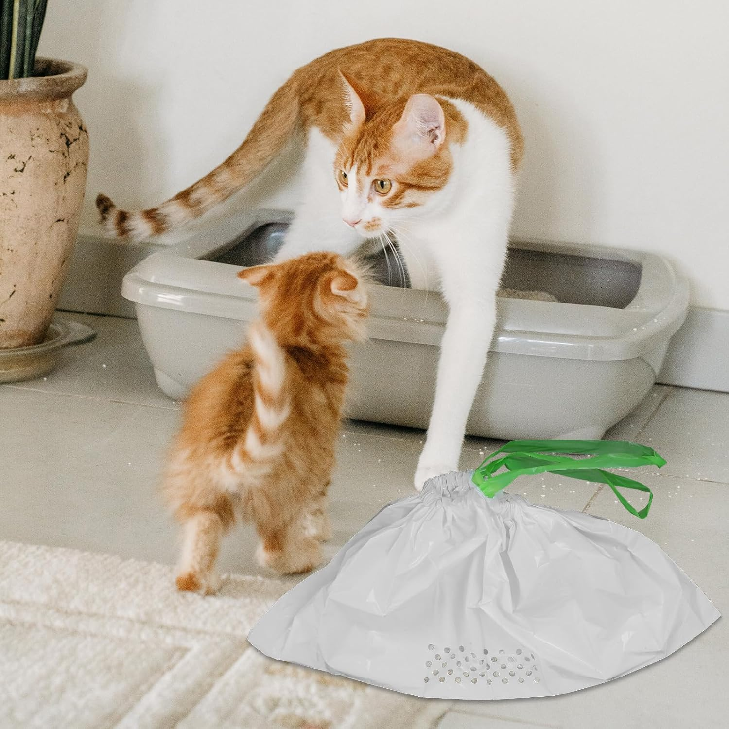 Iplusmile Pack of 7 Pet Cat Litter Filter Bags for Dogs Cat Litter Bag Liner Disposable Bin Bags Litter Tray Bag Cat Waste Bag Cat Litter Filter Bag
