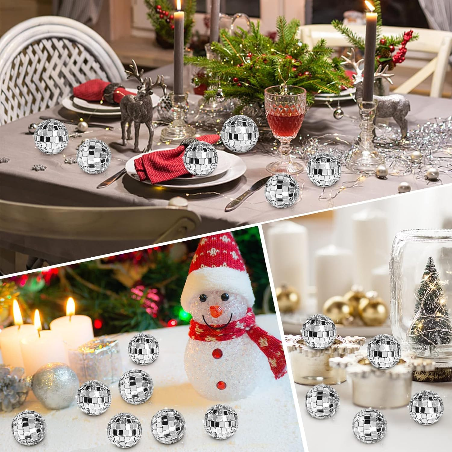 2.3Cm Disco Ball Decor,30 Pcs Mirror Reflective Lighting, Cake Decoration,Reflective Mirror with Rope and Ball Cover,For Decoration Party,Festival,Birthday,Wedding image number 3