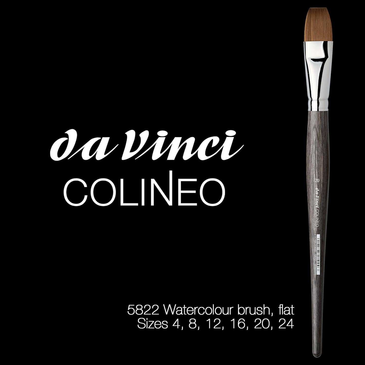 Da Vinci Colineo Synthetic Kolinsky Sable Brush - Flat, Size 20, Short Handle image number 2