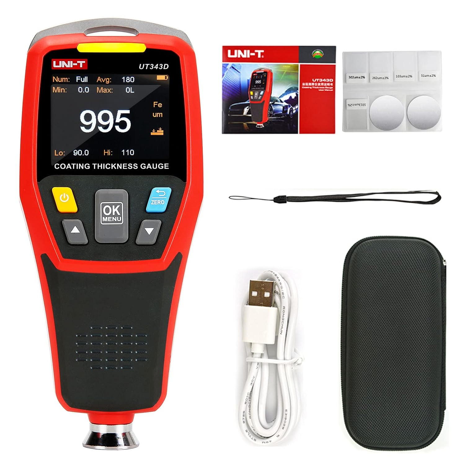 UNI-T UT343D Digital Coating Thickness Gauge Meter Tester Range 0 to 1250Um with USB Data Function image number 6