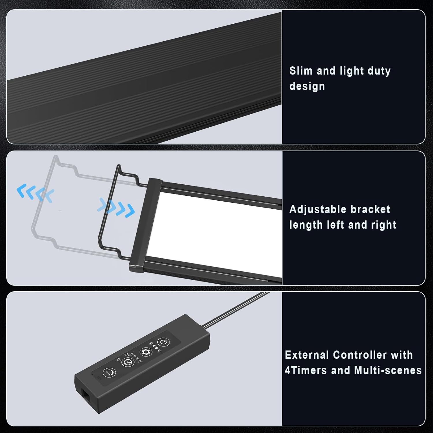 60Cm 35W 24/7 LED Aquarium Light,Fish Tank Light,Auto on off Daylight/Moonlight/Ocean Blue Light with Timer Controller Dimmable and DIY Mode,Extendable Brackets for 24"-31" Freshwater Planted Tank image number 5