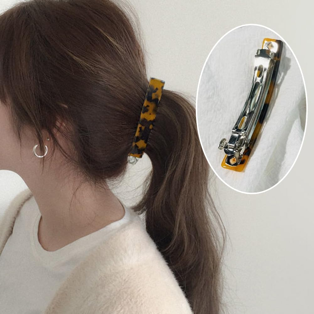 Pack of 6 French Hair Clips, Women'S Automatic French Barrette Clips with Strong Holder, Elegant Hair Clips for Fine Thick Hair, Tortoiseshell Pattern for Women, Girls (Vintage Style) image number 4