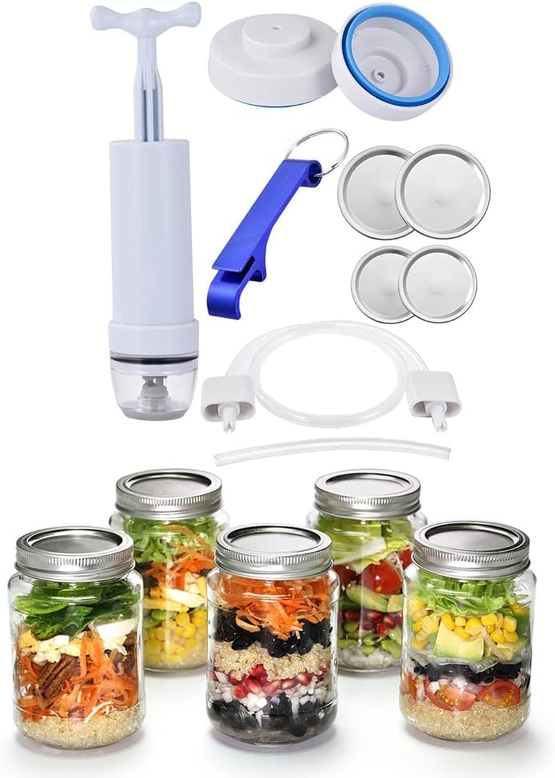 Mason Jar Vacuum Sealer,Jar Vacuum Sealer Kit for Foodsaver with Accessory Hose for Wide & Regular Mouth Mason Jars,With Manual Portable Vacuum Pump and Lid Opener,Kitchen Tools image number 5