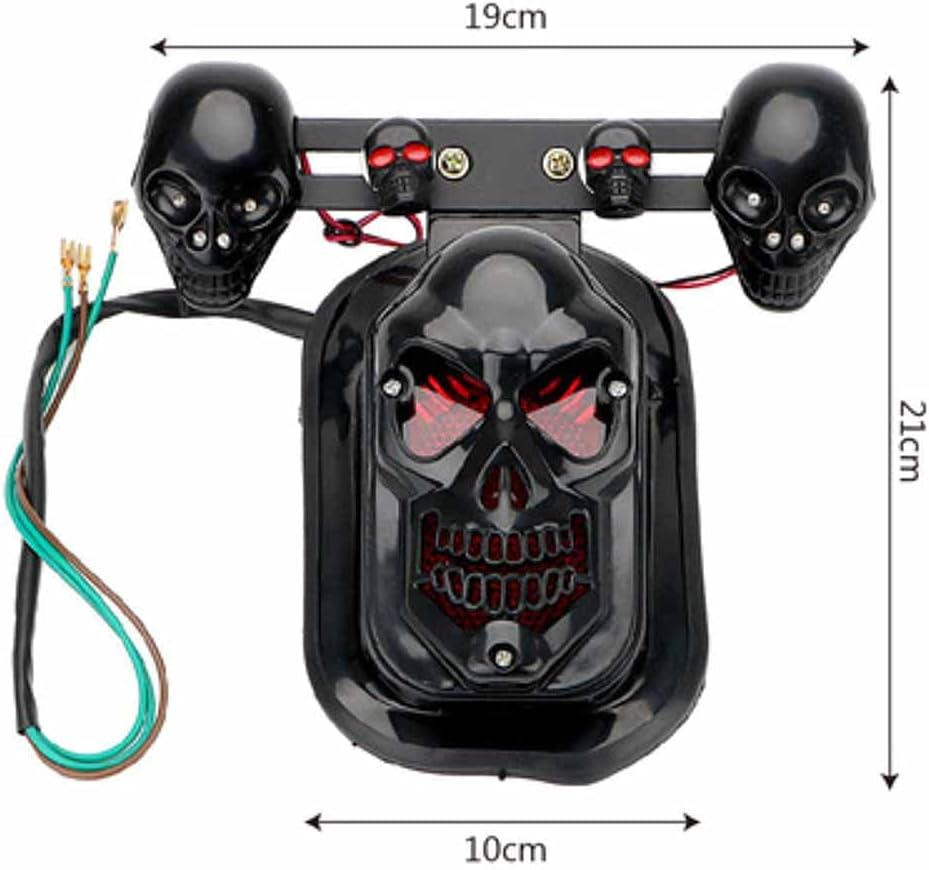 Motorcycle Skull Tail Light Integrated Turn Signal Skull Shape Black Casing Amber LED Brake Taillight Led Lights Fit for Har-Ley - Black 4 image number 6