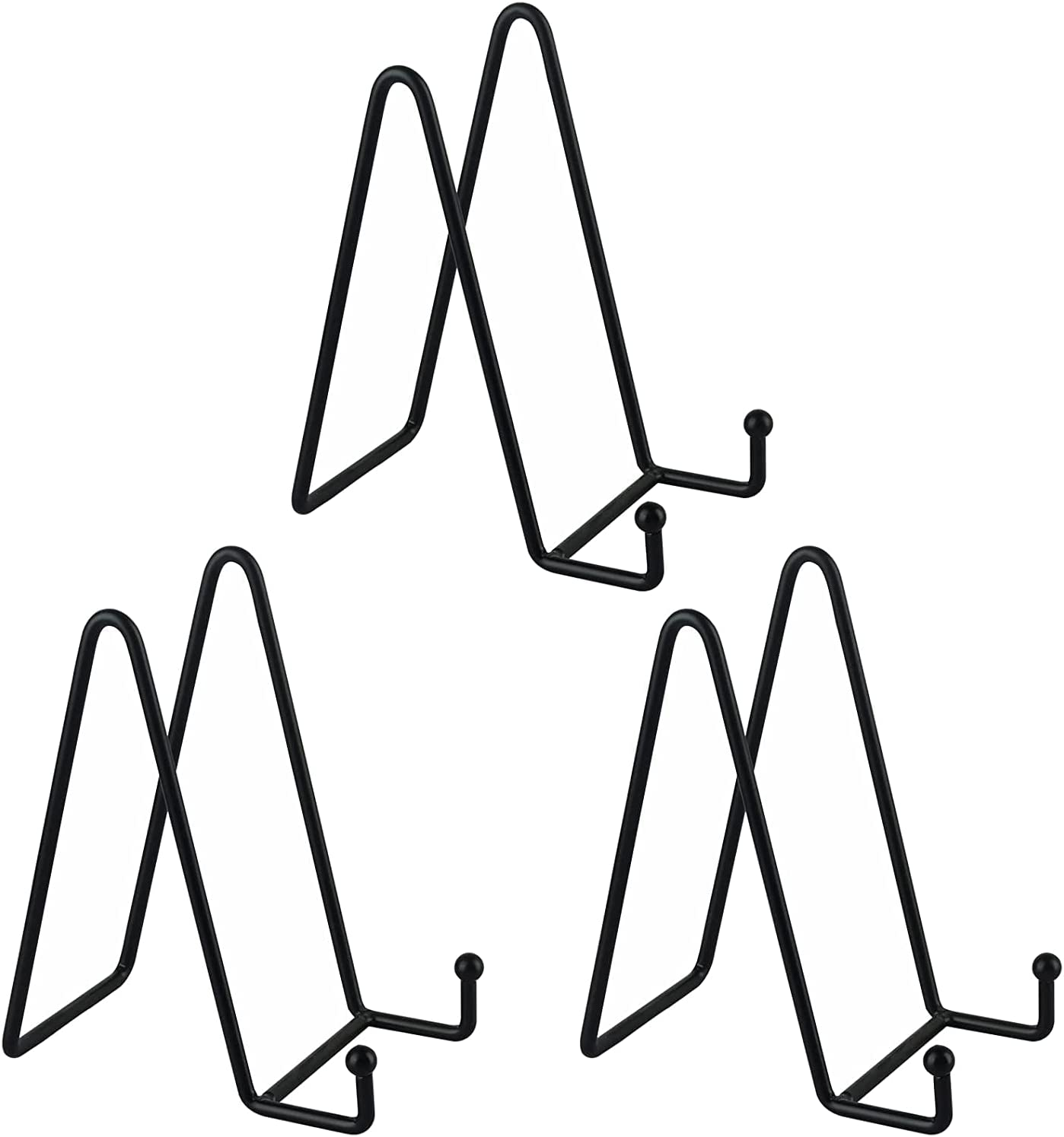 3 Pcs 6'' Plate Stand Display Plate Holder Picture Stand Iron Easel Stand.Book Display Stand Tabletop Art Decorative Trays (Black)