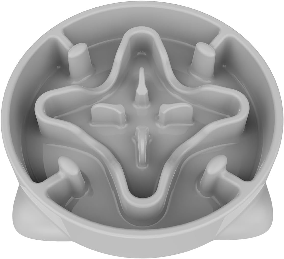 Slow Feeder Dog Bowls Small Breed, Dog Food Bowl Small Anti-Choking Bloat Stop Puzzle Healthy Eating Bowl (Gray, 1 Cup) image number 3