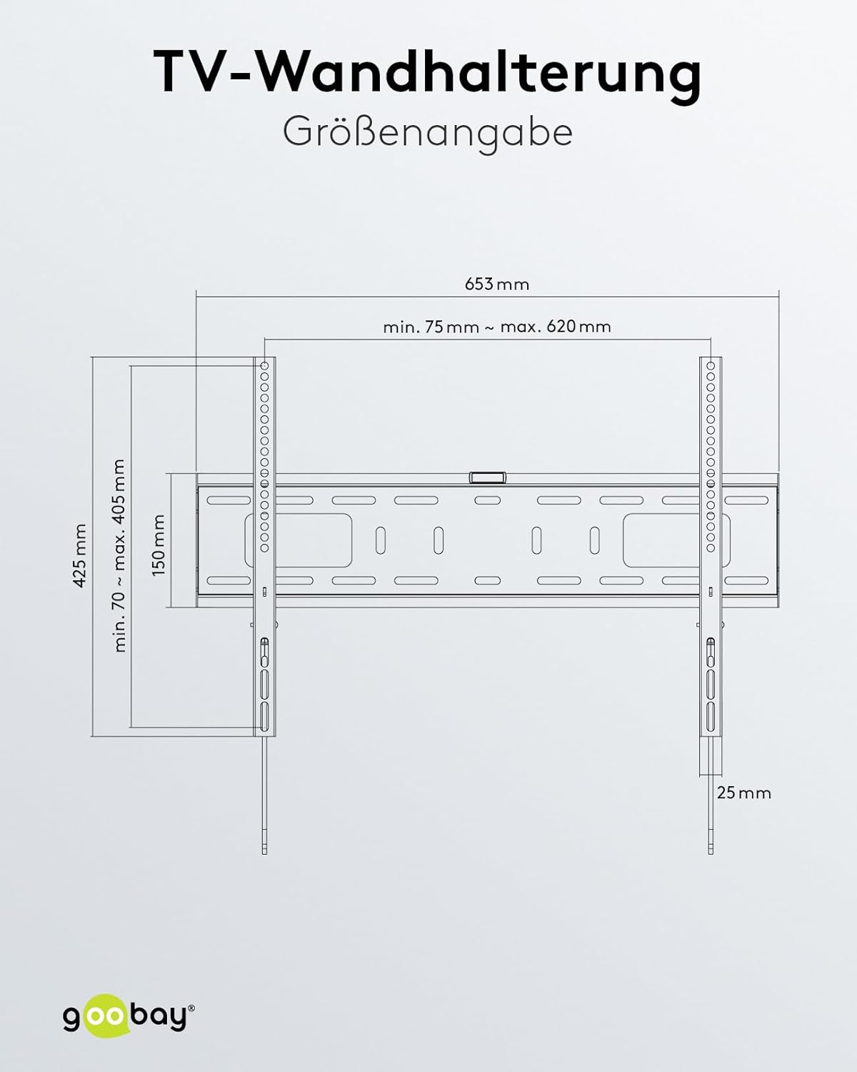Goobay Pro Fix Wall Mount for TV Size 37-70, Black, Large image number 5
