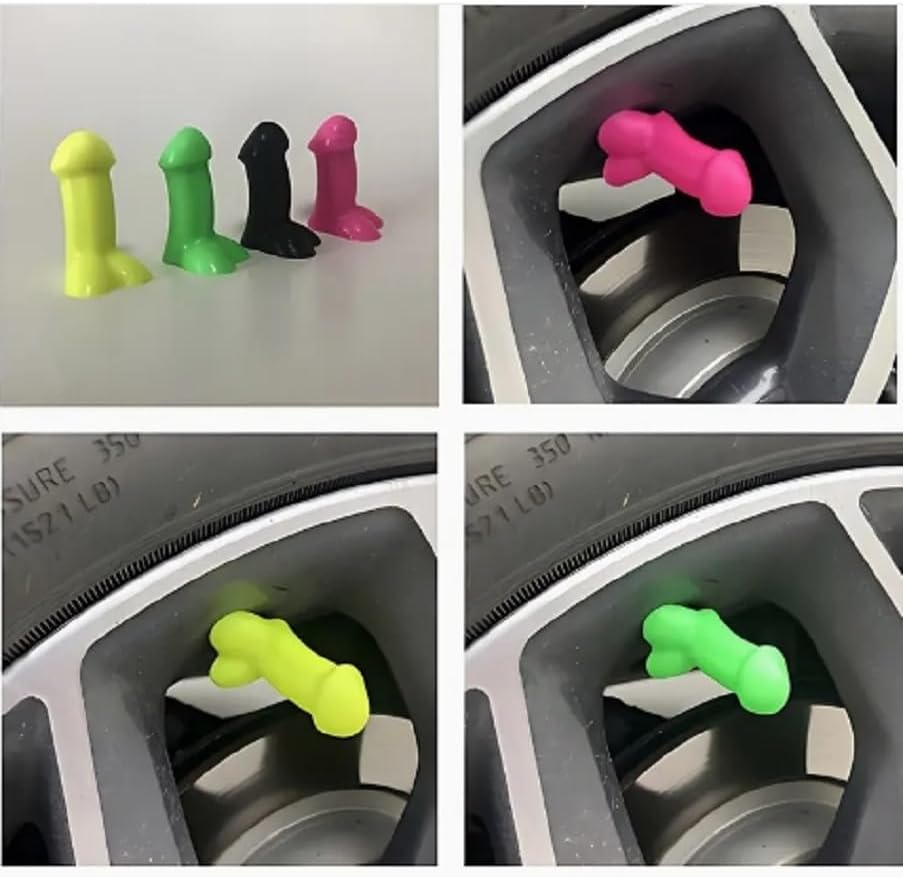 Funny Prank Tire Valve Stem Caps Gag Gifts Pencil Valve Stem Caps Hilarious Prank Gifts Joke Gift Dust Proof Covers Wheel Tire Exterior Accessories for Cars, Bike, Trucks,Motor (Black 8Pc) image number 3