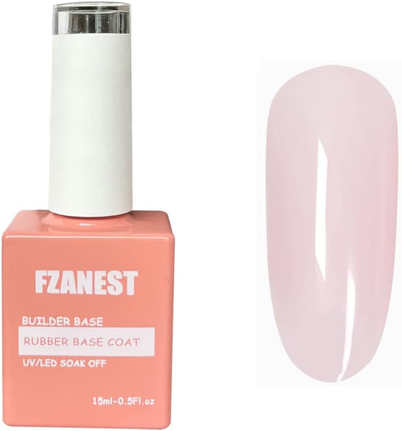 FZANEST Natural Nude Builder Gel for Nails, 15Ml Rubber Builder Base Jelly Color Gel Polish Rubber Base Coat Nail Extension Soak off French Manicure image number 5