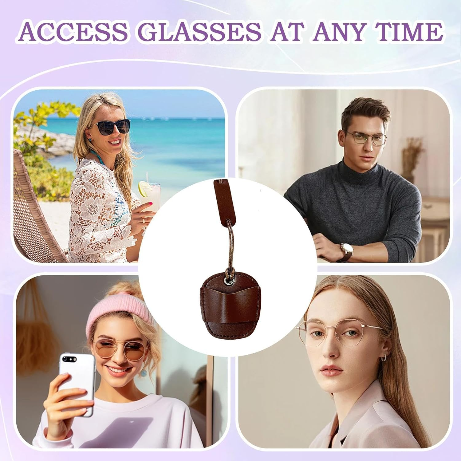 Stibtmr Glasses Clip Thin Glasses Strap Glasses Strap Stylish Glasses Lanyard Lightweight Glasses Lice Soft Portable Sunglasses for Men Women - Black image number 5