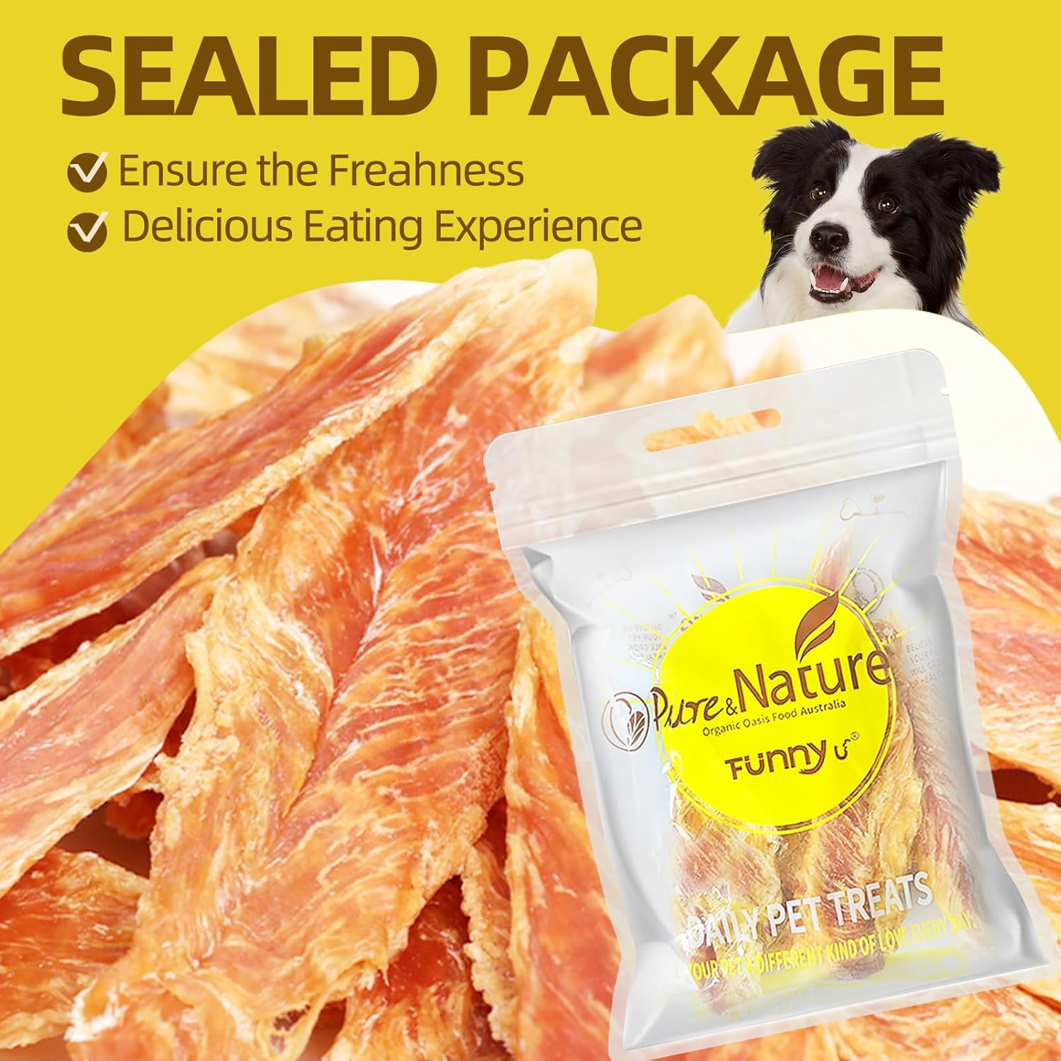 Premium Chicken Breast Jerky Fillets Dog Treats, Dog Healthy Chicken Jerky Training Treats for Small Medium Large Dog 100G image number 3