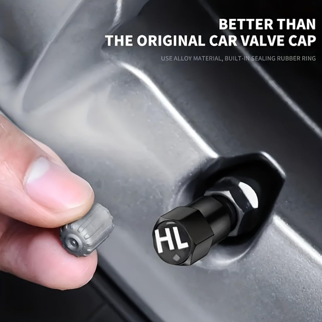 JRYXDS 16 Valve Caps Black Universal for Car, SUV, Motorcycle & Truck, Tyre Valve Closure, Wheel Valve Cover, Rubber Caps with Seal, Marking Vl/Vr/Hl/Hr image number 3