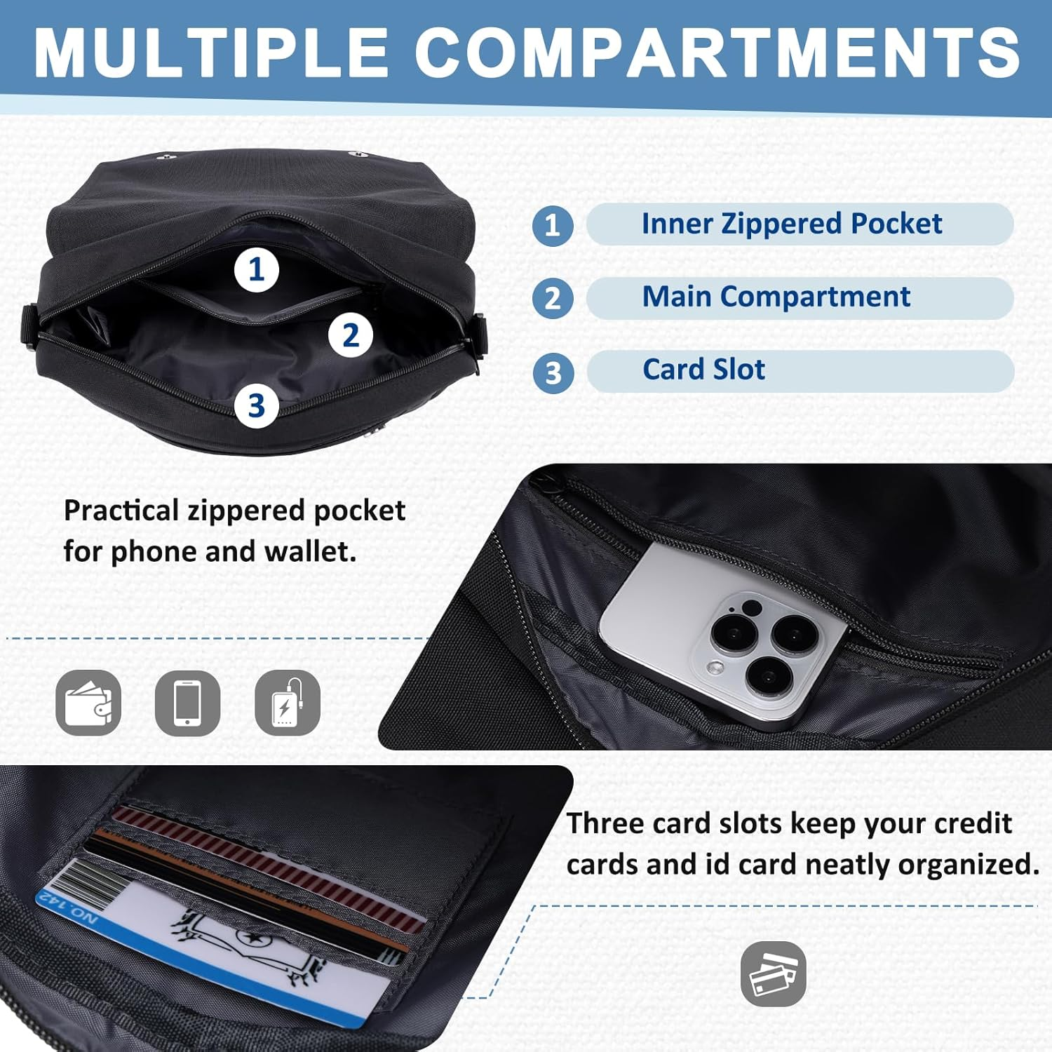 Lightweight Messenger Bag for Men,Vaschy Medium Classic Crossbody Flap Casual Satchel Shoulder Courier Bag - Gray image number 6