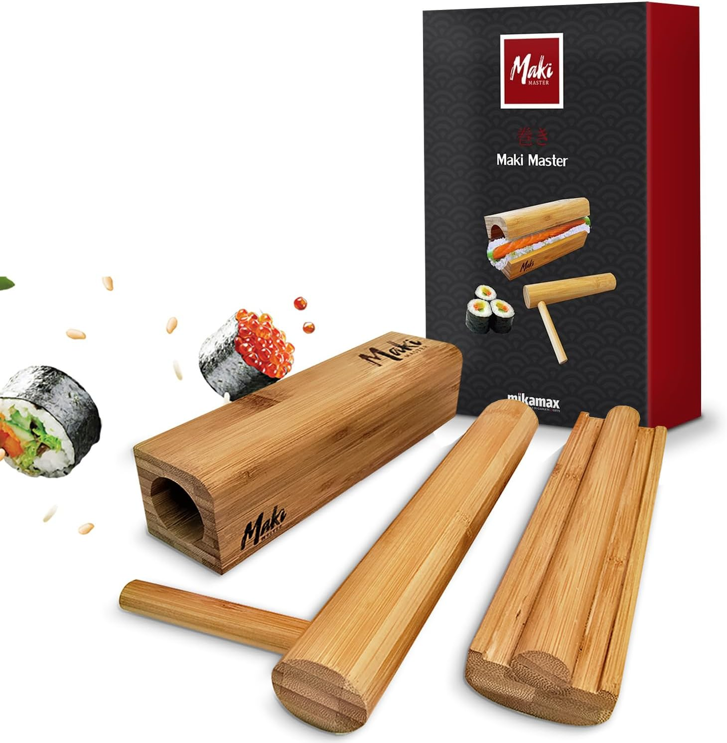 Mikamax - Maki Master Sushi Set - Sushi Maker - 100% Bamboo - Sushi Making Set - Sushi Kit image number 2
