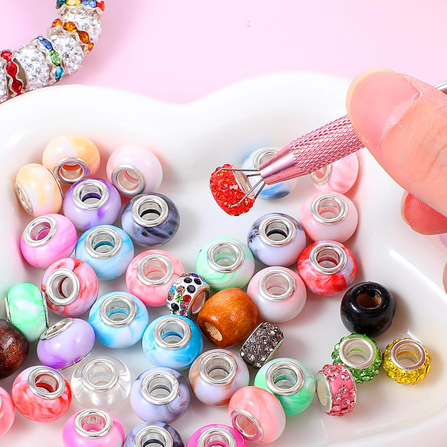 Kifmurase 4Pcs Piercing Ball Grabber Tool, Mini Grabber Pen Assistant with Stainless Steel 4 Claw Tweezers, Piercing Ball Jewelry Pick up Tools for Changing Removal Insertion Piercings Gem Multi Color