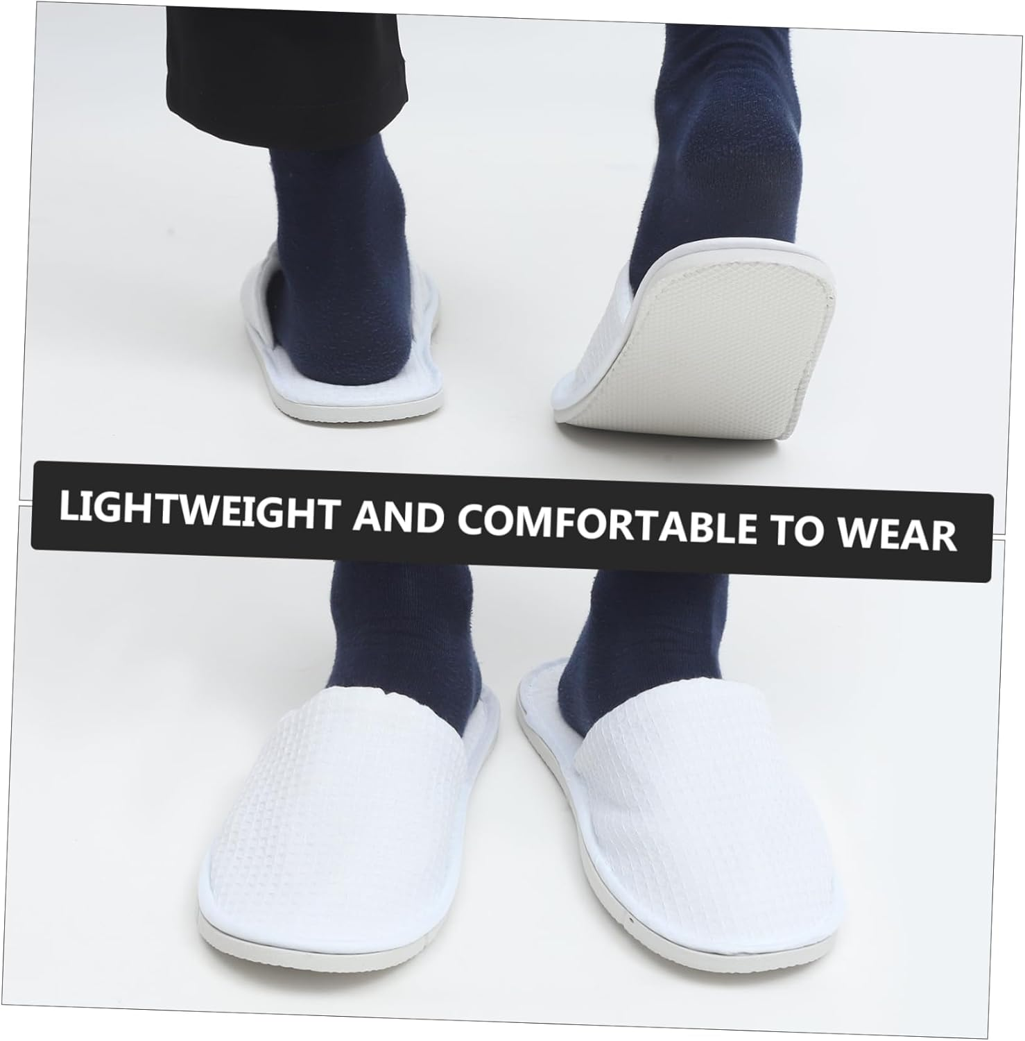 BATHVEVE 2Pairs Travel Home Slippers for Women Disposable Slippers Hotel Salon Comfortable image number 5